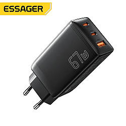 Зарядний мережевий пристрій Essager Type-C x2 + USB x1 67 W Black (G671A2CU)