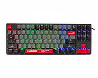 Механическая игровая клавиатура Bloody S87 Energy Red, красные светящиеся, RGB подсветка клавиш, USB, черный