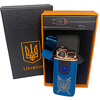 Електрична та газова запальничка Україна із USB-зарядкою HL-432. Колір: синій