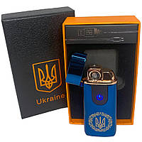 Електрична та газова запальничка Україна із USB-зарядкою HL-435. Колір: синій