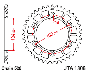 Мотозірка задня JTA1308.42 ( під 520 цеп) полегшена HONDA CBR 600-1000, RVT 1000, VTR 1000 ,Honda CBR600 RR, фото 1