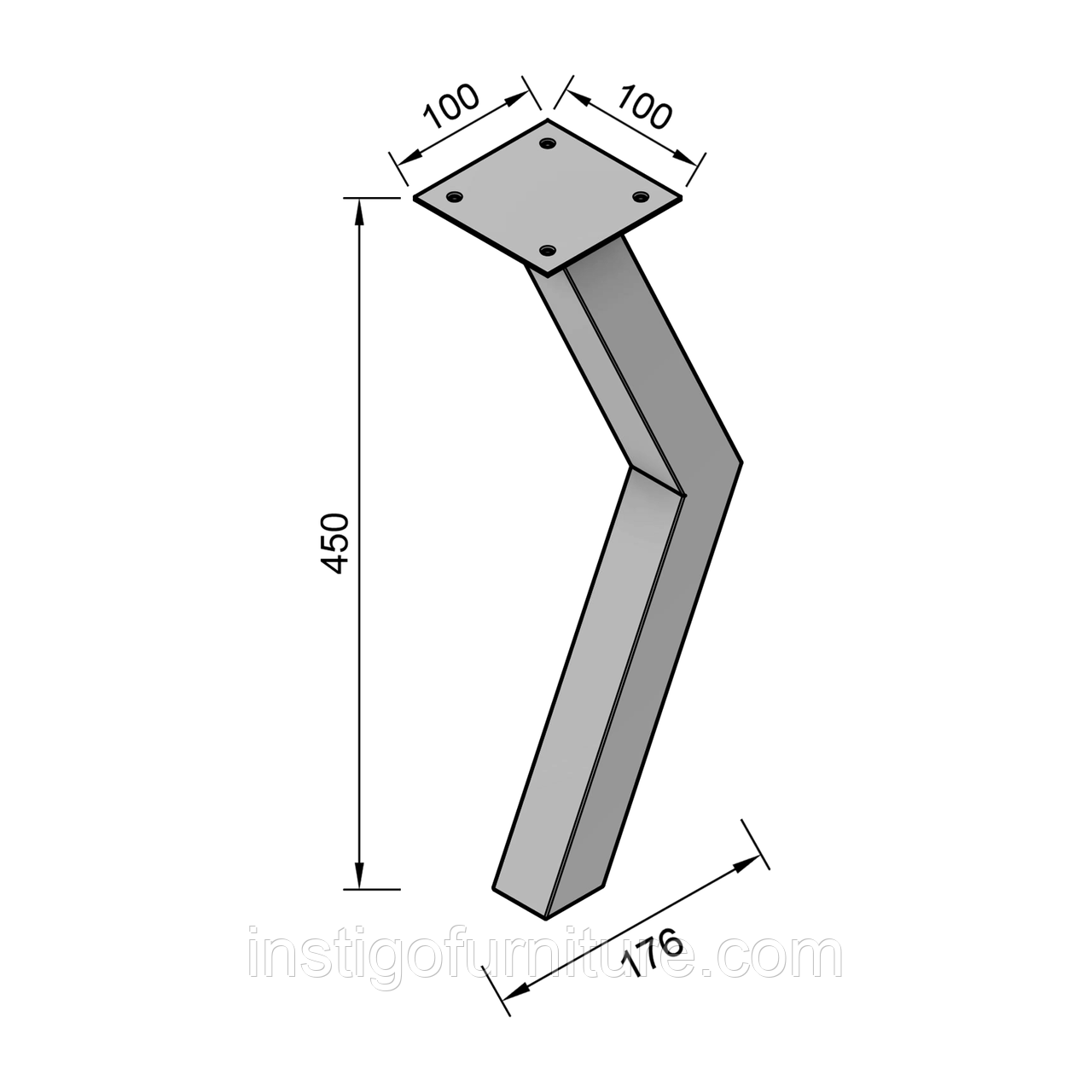 Ножка для журнального стола из металла 176×100mm, H=450mm - фото 9 - id-p1315745726