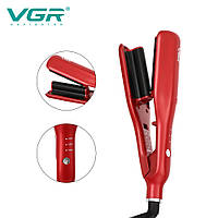 VGR V-530 - красная плойка для волос с глубокой волной, керамика