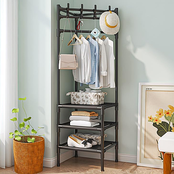 Кутова вішалка для одягу 170х43х43 см, Corner coat rack, Чорна / Підлогова стійка вішалка в передпокій