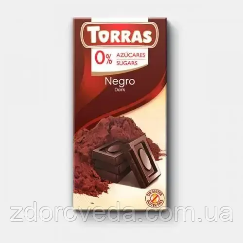 Чорний шоколад  52% какао, без цукру, Torras