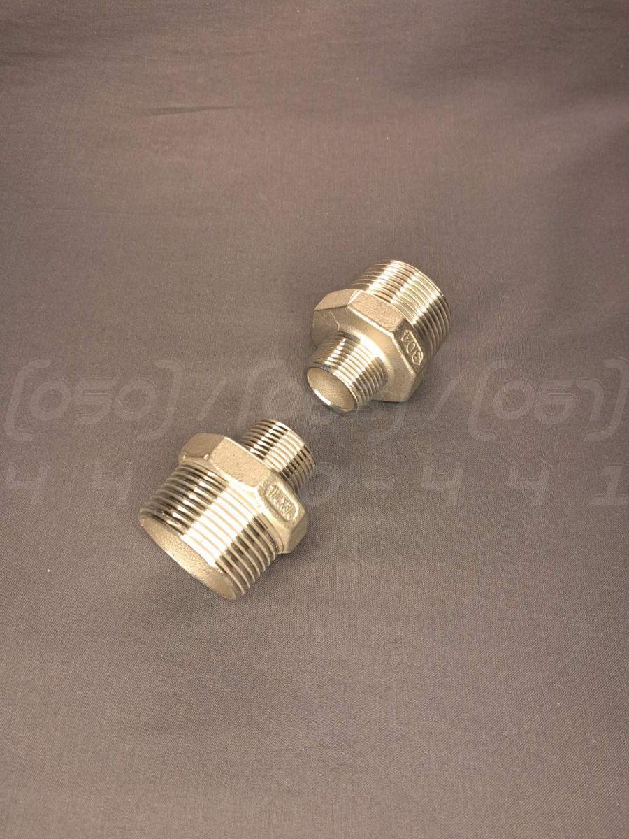 Ніпель перехідний різьбовий нержавіючий DN32x20 (1"1/4х3/4"), н/ж сталь AISI 304, Class 150, шестигранник, фото 1