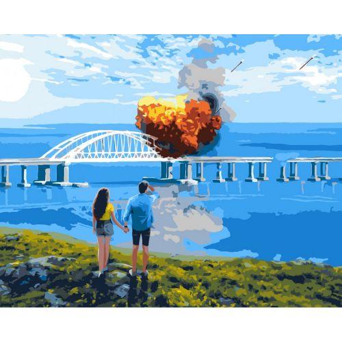 Картина по номерах "Кримський міст горить" 40x50 см [tsi234035-TSI]