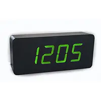 Электронные настольные часы-будильник LED WOOD CLOCK VST-865+ под дерево черные с зеленой подсветкой