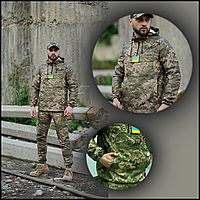 Комплект анорак Terra зеленый пиксель с липучкой + штаны, военный костюм с комплектом защиты, летняя форма