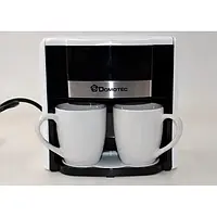 Кофеварка Domotec капельная на две чашки Original Чёрно-белая (MS-8063)