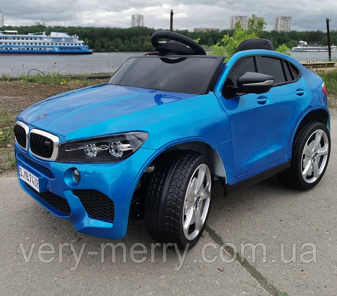 Дитячий електромобіль Джип BMW X6 (синій колір), фарба