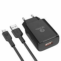 Зарядное устройство Ridea RW-11111 Element + MicroUSB Cable 2.1A Black