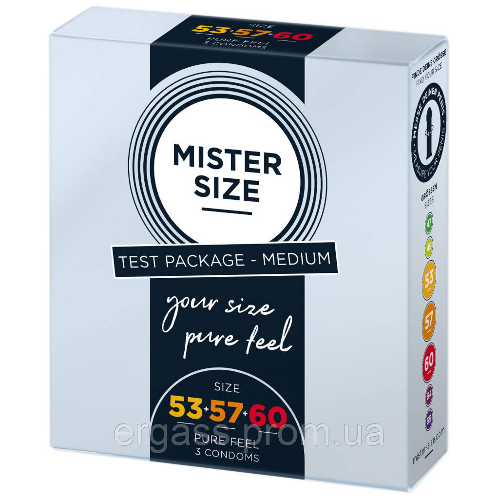 Презервативи Mister Size середній тестовий набір 53 - 57 - 60 мм