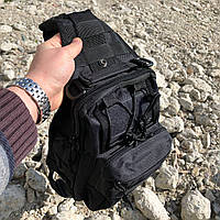 Черная сумка тактическая нагрудная | Рюкзак мужской военный тактический | Сумка EM-767 тактическая наплечная
