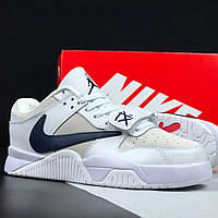 Мужские кроссовки Nike Travis Scott x Jordan Jumpman стильные демисезонные белые темно-синие