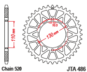 Мотозірка задня JTA486.48 ( під 520 цеп) полегшена  Yamaha YZF-R6
