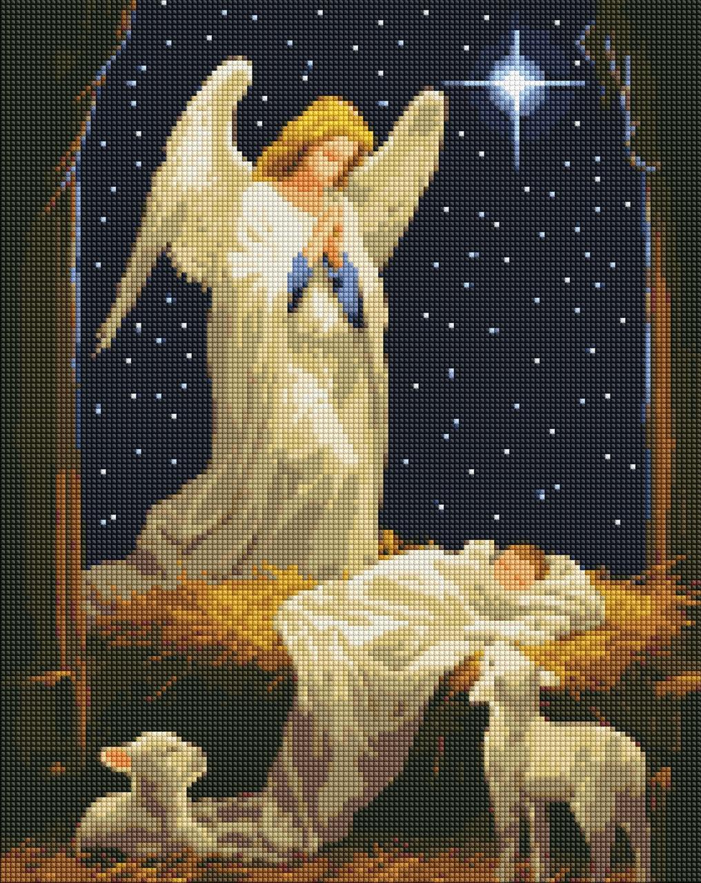 Алмазна мозаїка вишивка 40х50 см Під захистом янгола з голограмними стразами  Ідейка, фото 1