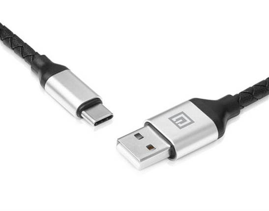 Кабель REAL-EL Premium Leather USB-Type-C 1m 3A Black (EL123500049), фото 3