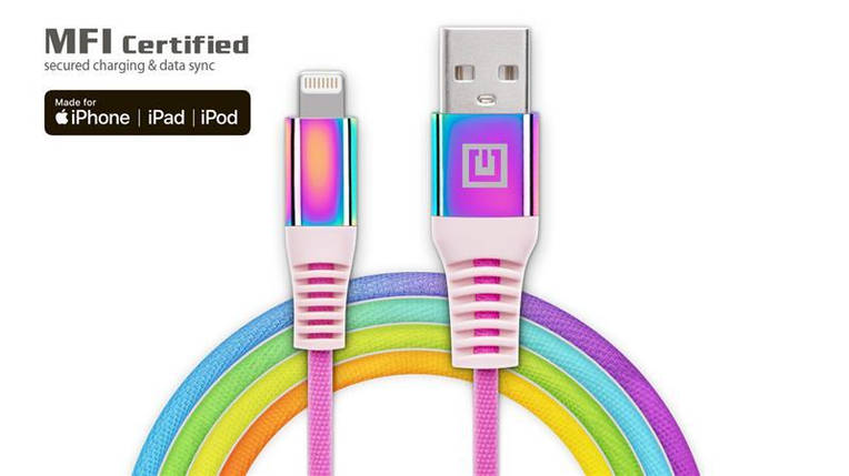 Кабель REAL-EL Rainbow USB-Lightning 1m 2.4A (EL123500051), фото 1
