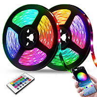 Світлодіодна стрічка 5V USB LED 5050 BLUETOOTH RGB комплект 5 метрів, різнобарвна (керування через телефон)