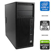 Робоча станція HP Z240 Workstation Tower / Intel Core i7-6700 (4 (8) ядра по 3.4 - 4.0 GHz) / 16 GB DDR4 / 240 GB SSD + 500 GB HDD