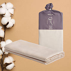 Простирадло 220x240 см сатин IDEIA в упаковці беж натуральна бавовна