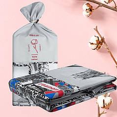 Підковдра 200х220 см бавовна IDEIA бязь в упаковці Лондон натуральна тканина