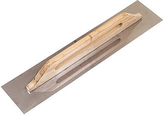 Тертка-гладилка з дерев'яною ручкою і неіржавким полотном гладка 125х580 мм (ручка-дерев.) (100-094)