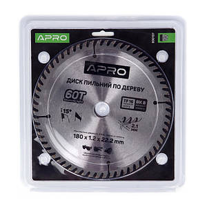 Диск пиляльний для дерева 180х22,2 (20)х60Т APRO 8301371