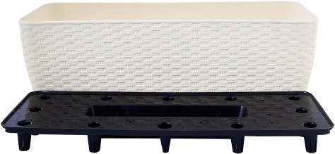 Вазон "Ротанг" зі вставкою балконний Альона 50 х 18 х 16 см б.троянда (115028-б.