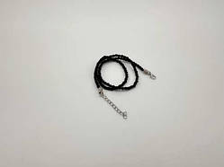 Чорний Шнурок на шию із застібкою "Косичка" з карабіном 50 см. Текстильний міцний Ремінець Фурнітура / Чорний Шнурок на шию із