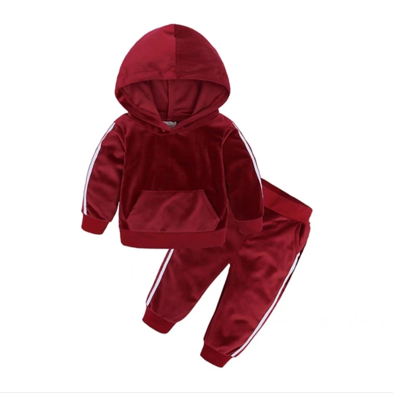 Дитячий велюровий костюм з вушками счервоний для хлопчика та дівчинки від 2 до 9 років