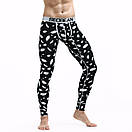 Кальсони для чоловіків Seobean теплі чорні підштаники з білим пір'ям, фото 4