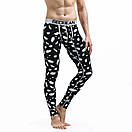 Кальсони для чоловіків Seobean теплі чорні підштаники з білим пір'ям, фото 5