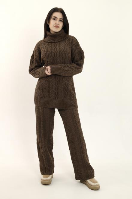 Штаны с узором коричневые ART KNIT