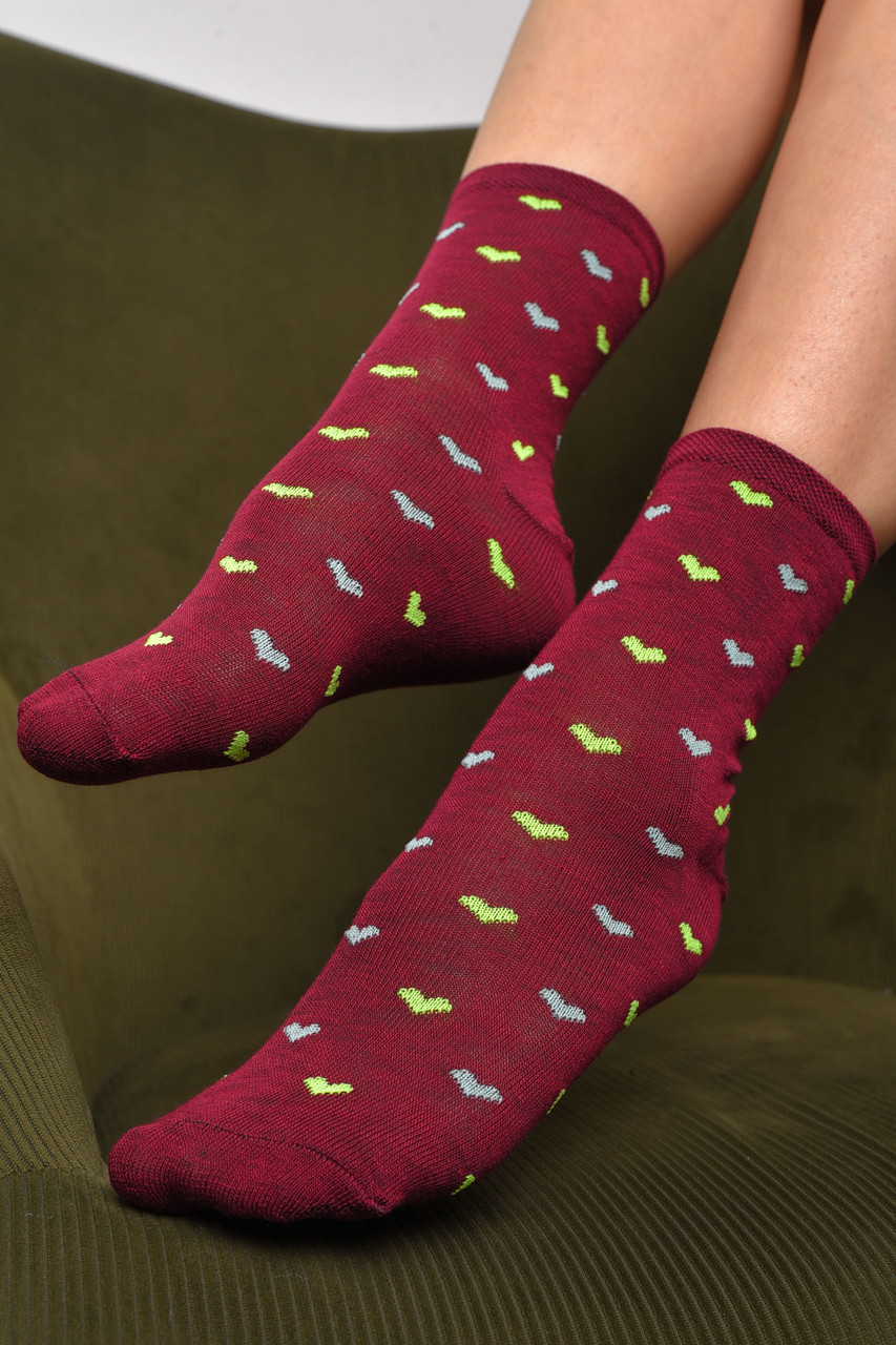 Шкарпетки жіночі демісезонні бордового кольору розмір 36-40 172886P