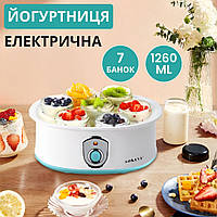 Йогуртниця електрична 20 Вт 7 баночок по 180 мл і таймер Sokany SK-2304
