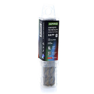 Свердло для металу кобальтове HSS-Co/M35 Ø 3.5 мм (тубус, красно 10 шт.) PRO APRO 8307101