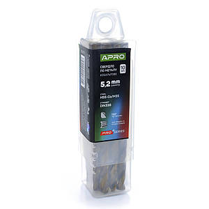 Свердло для металу кобальтове HSS-Co/M35 Ø 5.2 мм (тубус, красно 10 шт.) PRO APRO 8307171