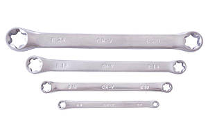 Набір ключів накидних двосторонніх TORX CrV (T6-T8, T10-T12, T14-T18, T20-T24) (4 шт.) СИЛА 2013321