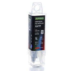 Свердло для металу HSS/M2 (6542) Ø 1,5 мм (тубус, кратність10 шт.) PRO APRO 8306611