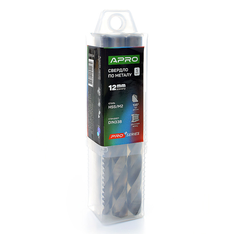 Свердло для металу HSS/M2 (6542) Ø 12,0 мм (тубус, кратність на 5 шт.) PRO APRO 8306941