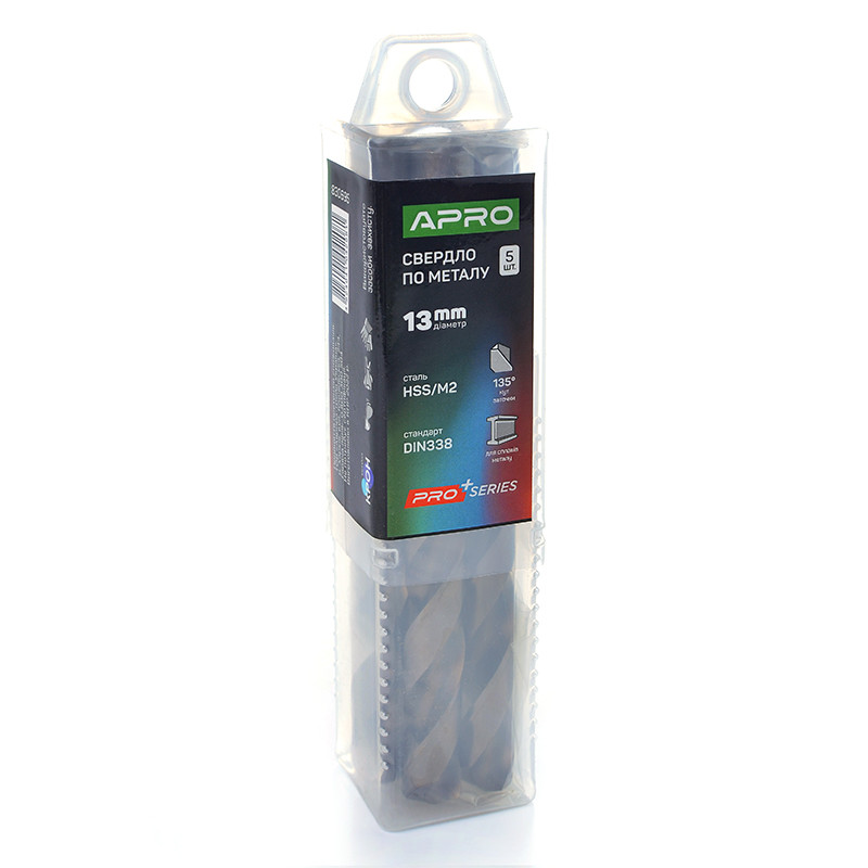 Свердло для металу HSS/M2 (6542) Ø 13,0 мм (тубус, кратність на 5 шт.) PRO APRO 8306951