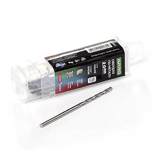 Свердло для металу HSS/M2 (6542) Ø 2,0 мм (тубус, кратність10 шт.) PRO APRO 8306631