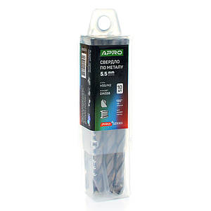 Свердло для металу HSS/M2 (6542) Ø 5.5 мм (тубус, кратність10 шт.) PRO APRO 8306791