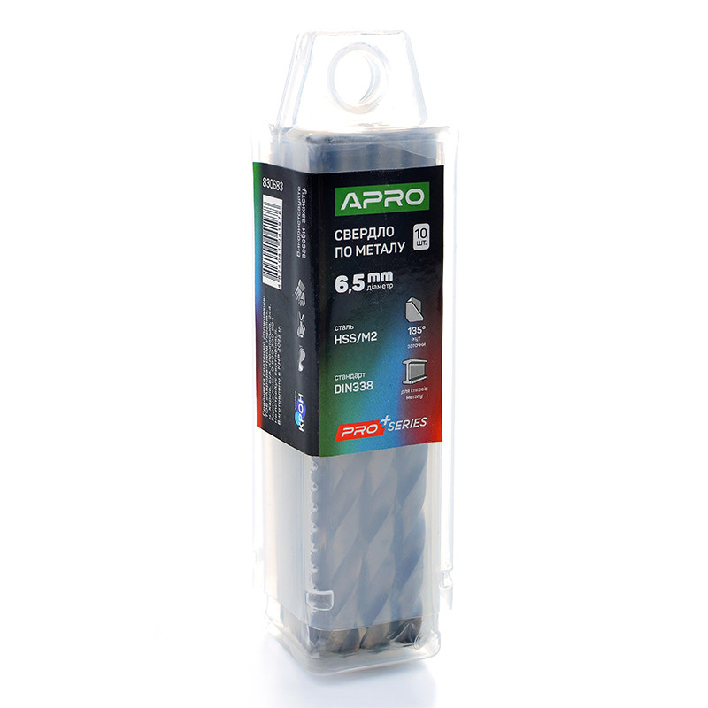 Свердло для металу HSS/M2 (6542) Ø 6,5 мм (тубус, кратність10 шт.) PRO APRO 8306831