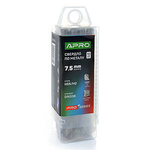 Свердло для металу HSS/M2 (6542) Ø 7,5 мм (тубус, кратність10 шт.) PRO APRO 8306851