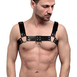 Чоловіча портупея на груди із натуральної шкіри Feral Feelings - Bulldog Harness Black, фото 1