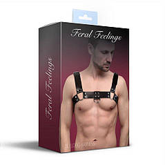 Чоловіча портупея на груди із натуральної шкіри Feral Feelings - Bulldog Harness Black, фото 3