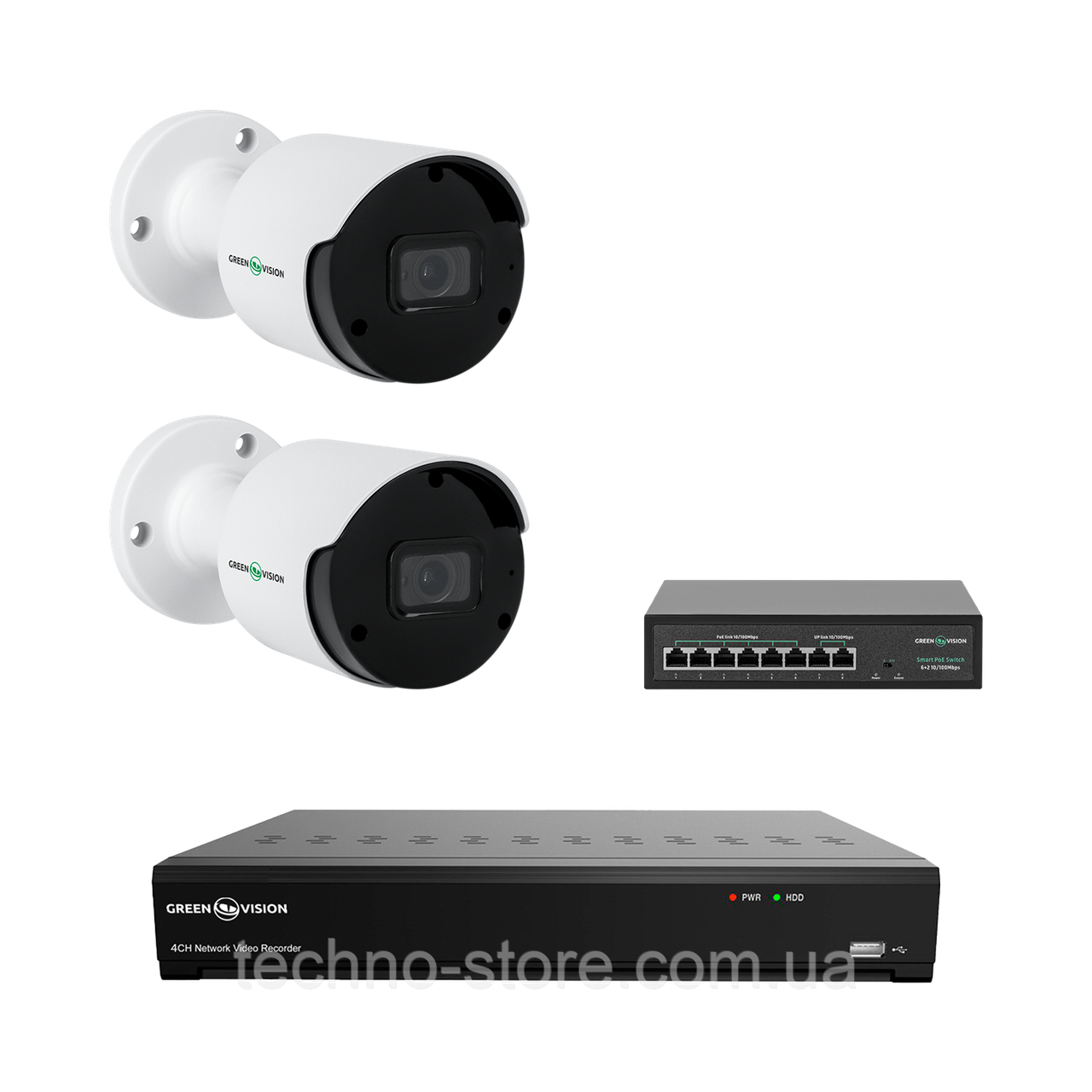 Комплект відеоспостереження на 2 камери 5MP (Ultra AI) GV-IP-K-W80/02